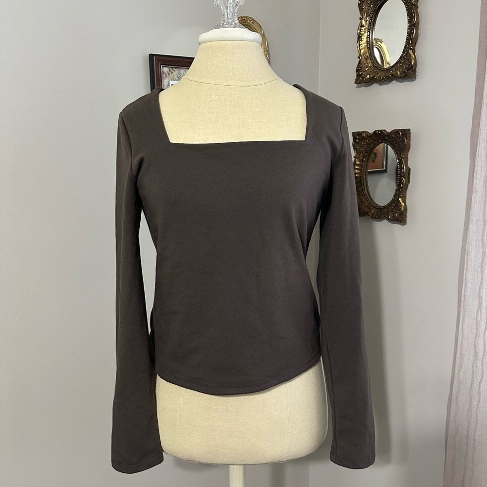 Express Dark Brown Long Sleeve Women's Top